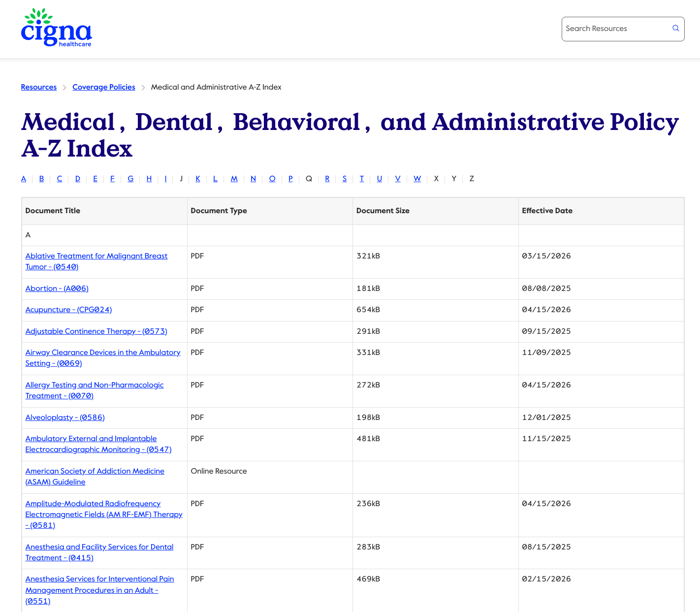 Coverage Policies